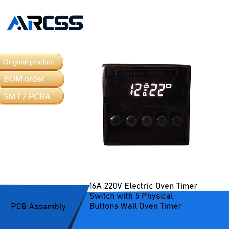 مفتاح مؤقت فرن كهربائي 16 أمبير 220 فولت مع 5 أزرار مادية ومؤقت فرن الحائط