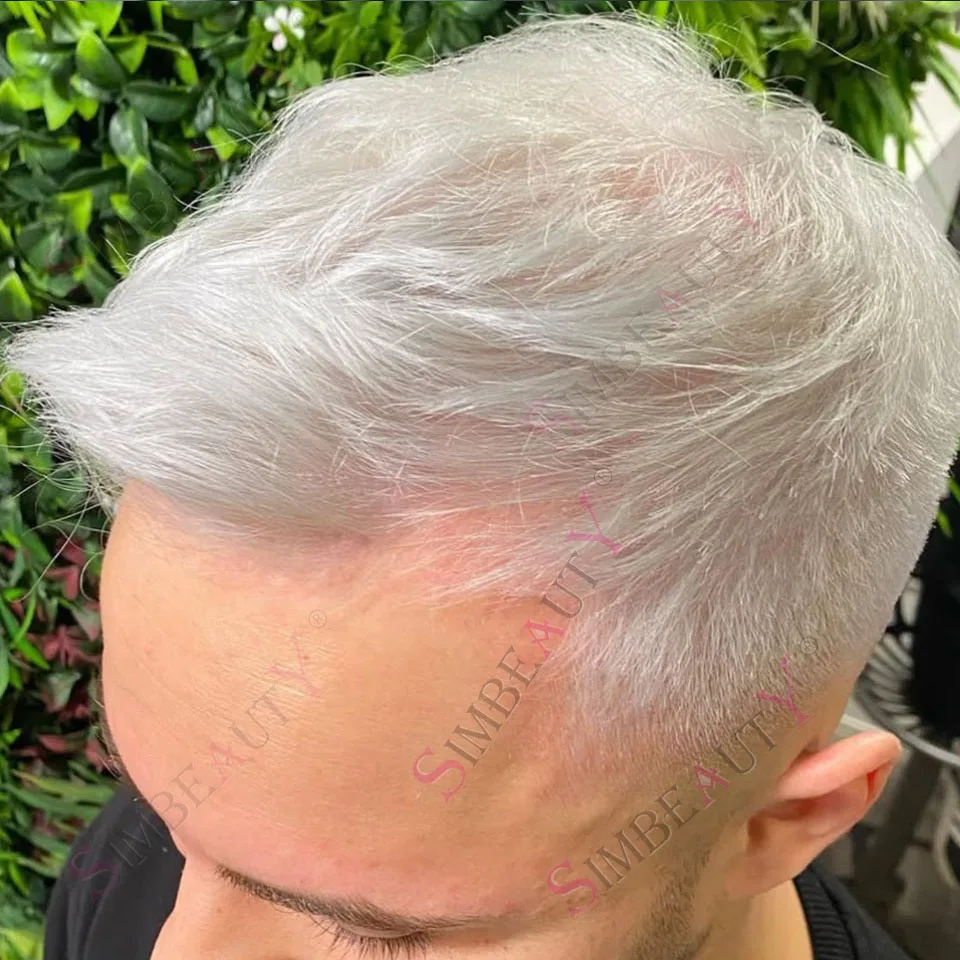 

Необнаружимый # 60R Платиновый Платиновый Белый Блондин Мужской 0,02 мм Тонкая Кожа Натуральная Линия Волос Серый Мужской Парик Человеческие Волосы Простая Система