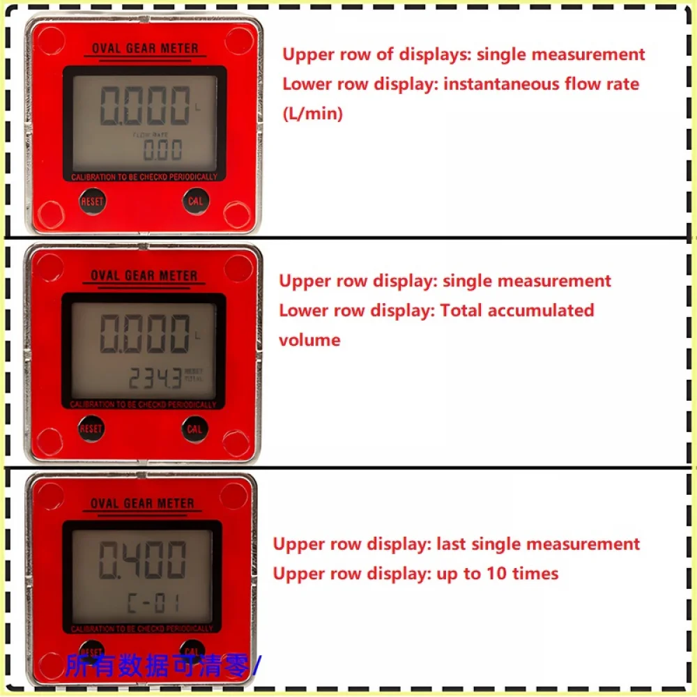 DN20 DN25 Electronic Flowmeter Digital Display Flow Meter Oval Gear Flow Meter Liquid Oil Diesel Kerosene Gasoline Liquid Meter