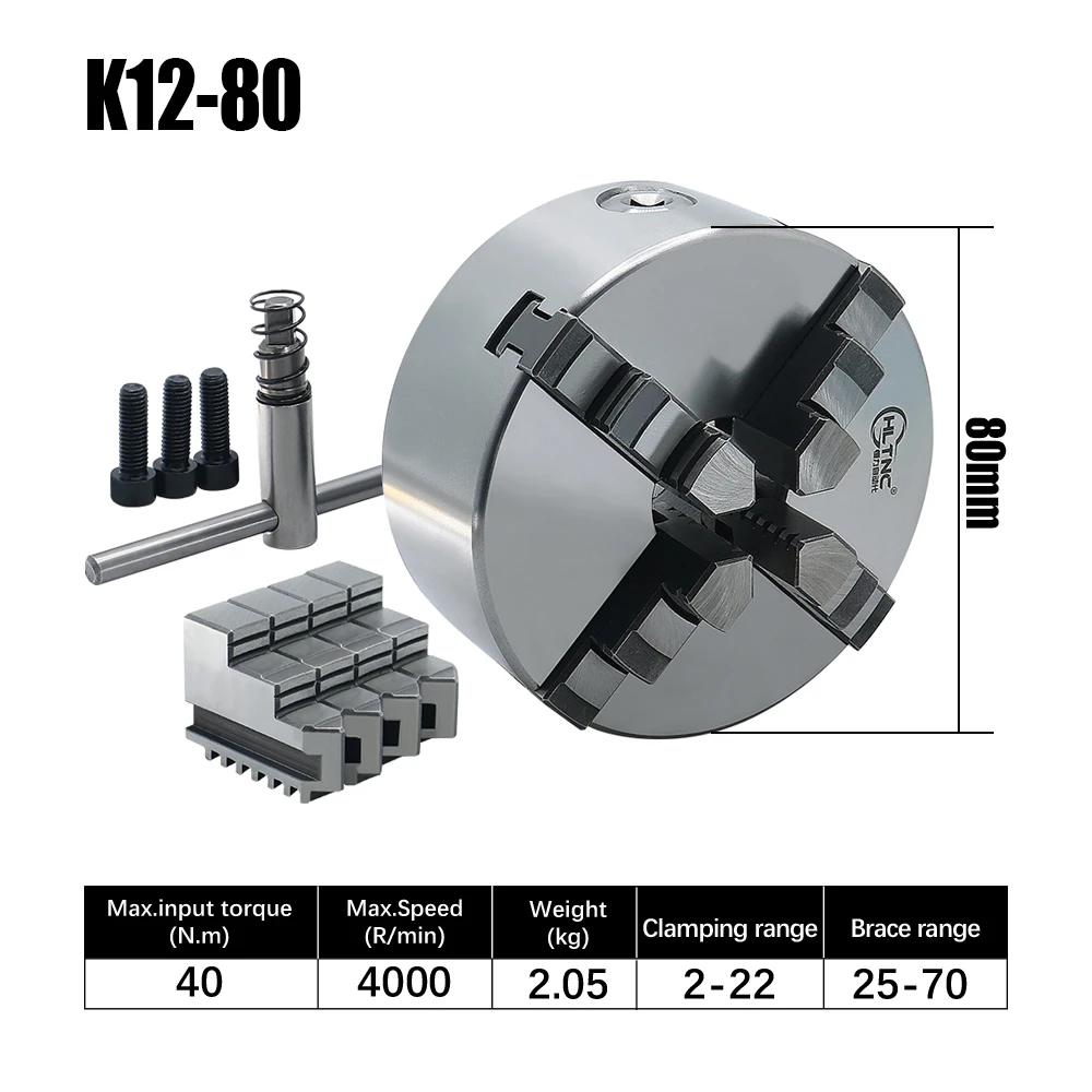High-precision four-jaw self-centering chuck, offering superior clamping force and alignment accuracy