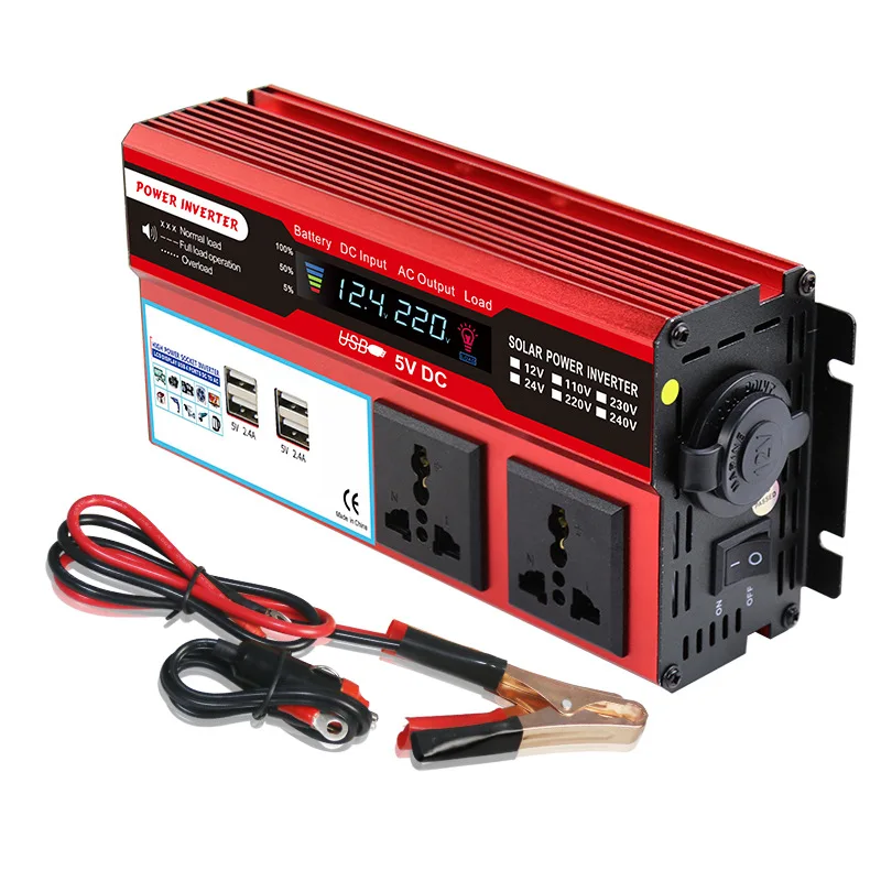 

500W Inverter, DC to AC Cross-border Supply Car Power Inverter with 4 USB Fast Charging Ports, LCD Display and Dual Sockets