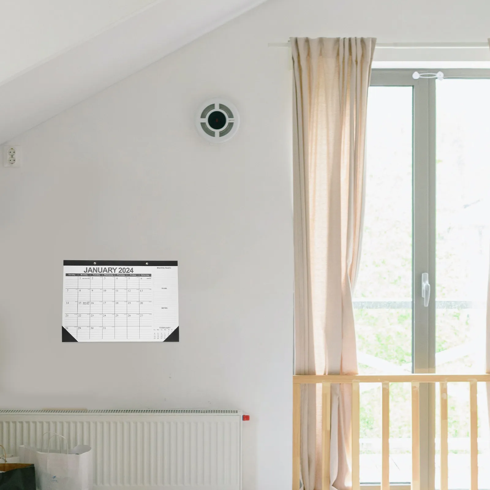 

Simple Style English Wall Calendar 2024-2025 Monthly Hanging Calendar for Home Office Use Noting Function Space-Saving