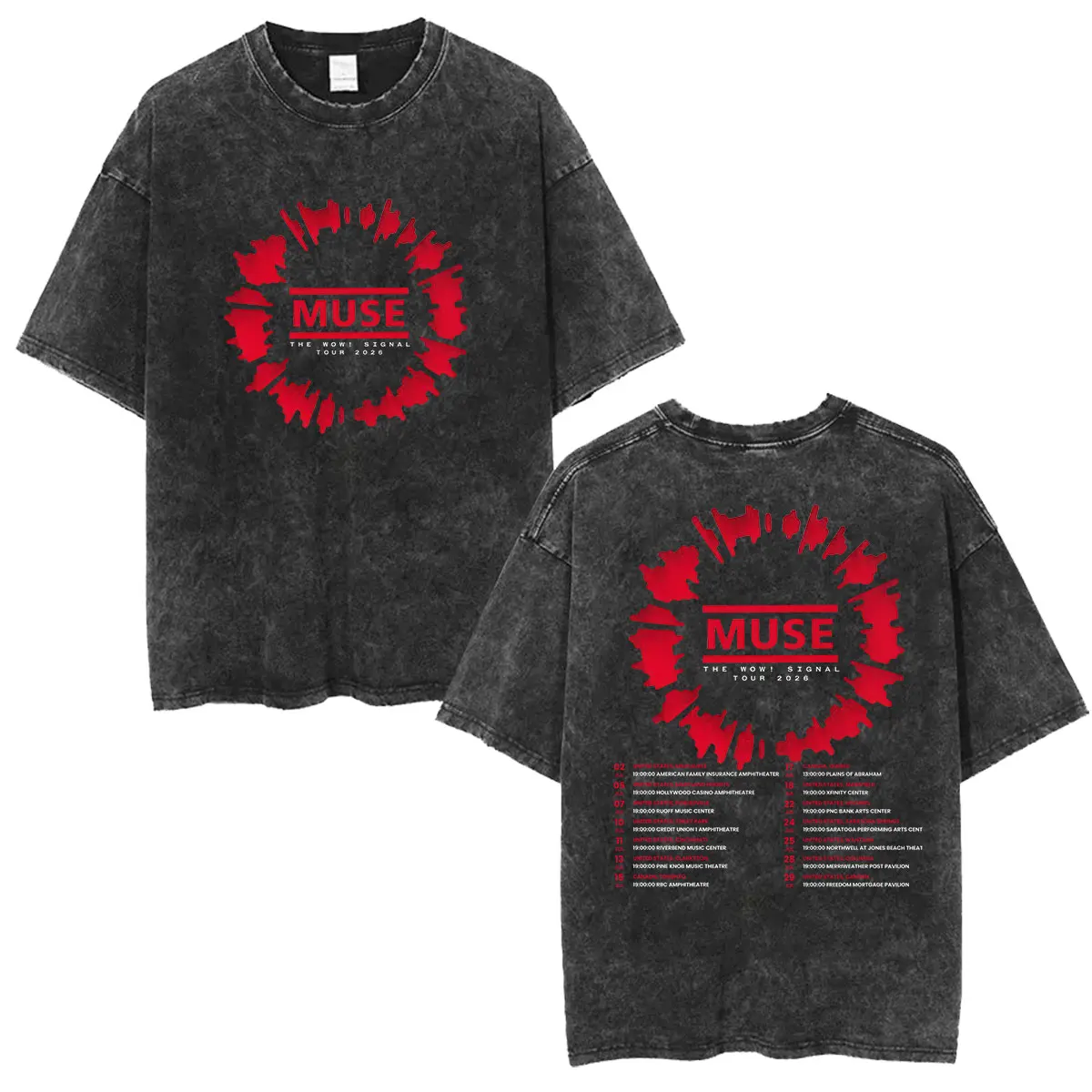 MUSE Band Vintage Washed T Shirts MUSE The Wow! Signal Tour 2026 Fans Gift T-shirt's Men Women Hip Hop O-Neck Short Sleeve Tees