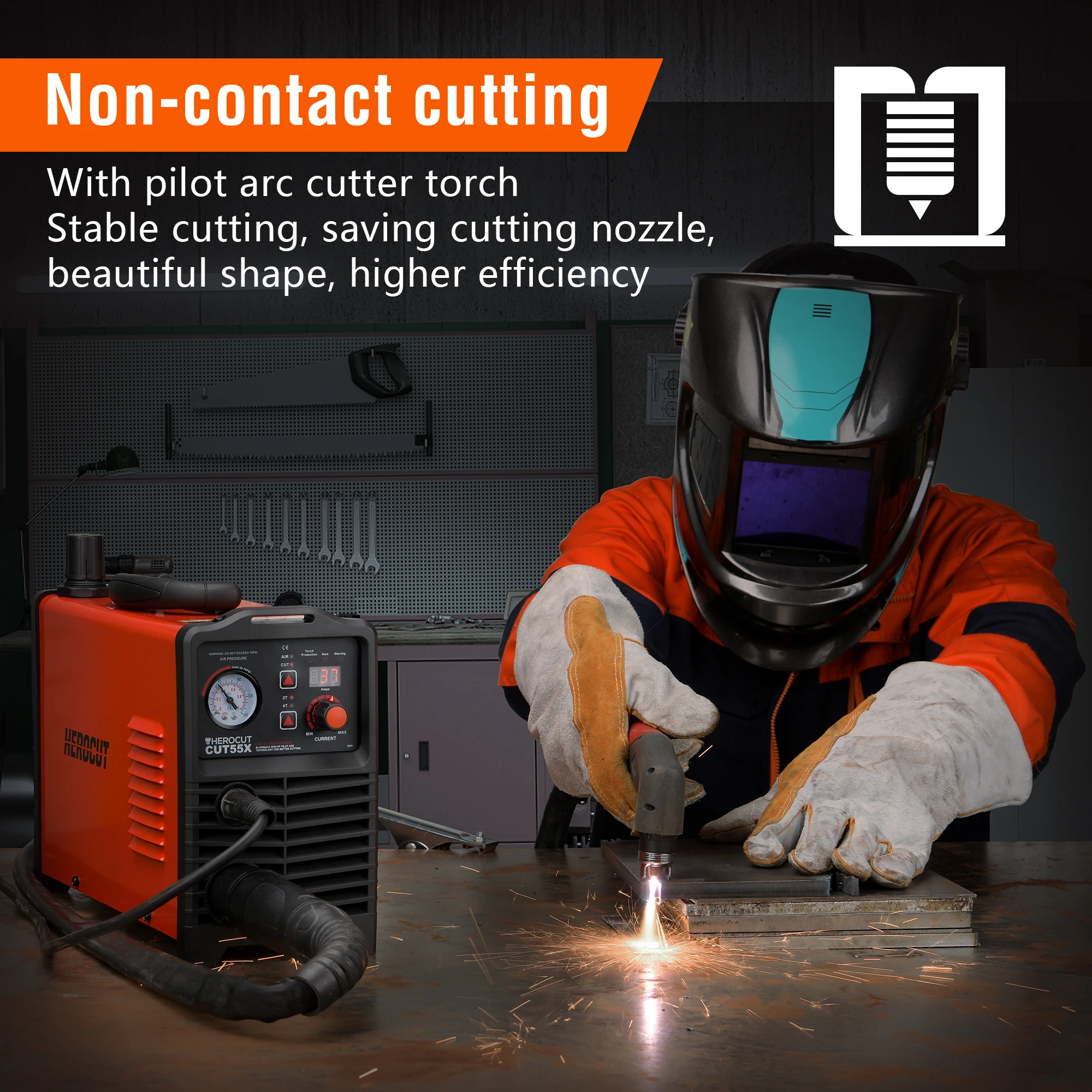 CNC Pilot Arc Plasma Cutter HeroCut CUT55X 55Amps 220V CNC Non-HF IGBT Plasma Cutting Machine Can Work with CNC Table