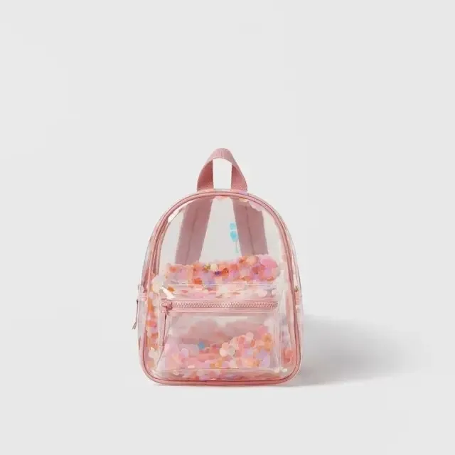 Trendy Design Children\'s Transparent Backpack Pink Cute Fashion Kids Bag Girls Double Shoulder Bag Kindergarten Schoolbag