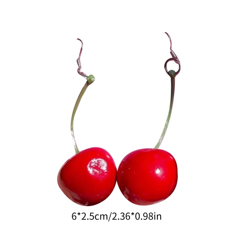 Delicate Cherry Dangle Earrings Trendy Ear Jewelry Plastic Material Accessories Party Earrings for All Ages