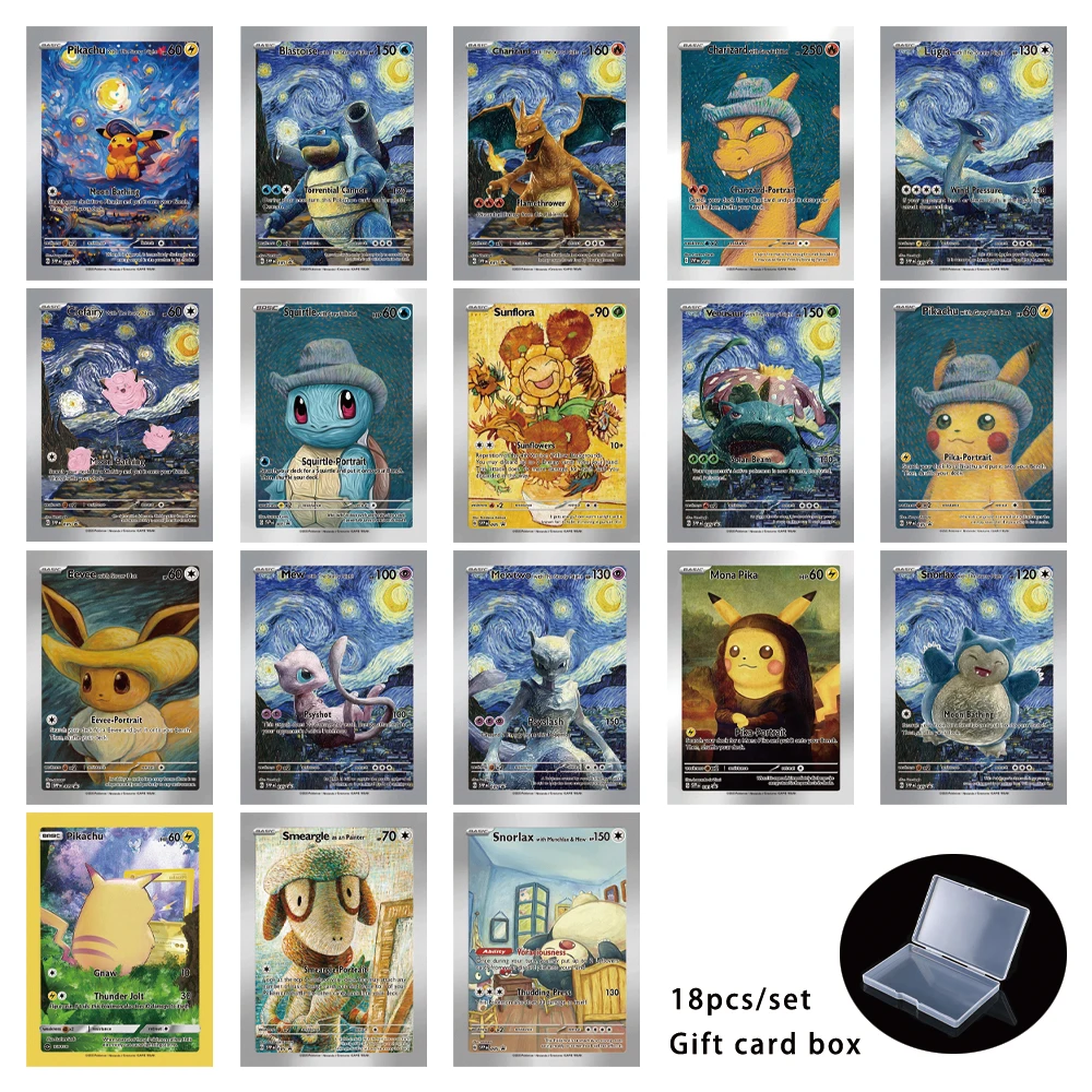 Cartoon Anime Pokemon Ptcg Zelfcontrole Mewtwo Pikachu Verzamelen Trading Handtekening Flash Card Kind Gift 18 stks/set Gift Card doos