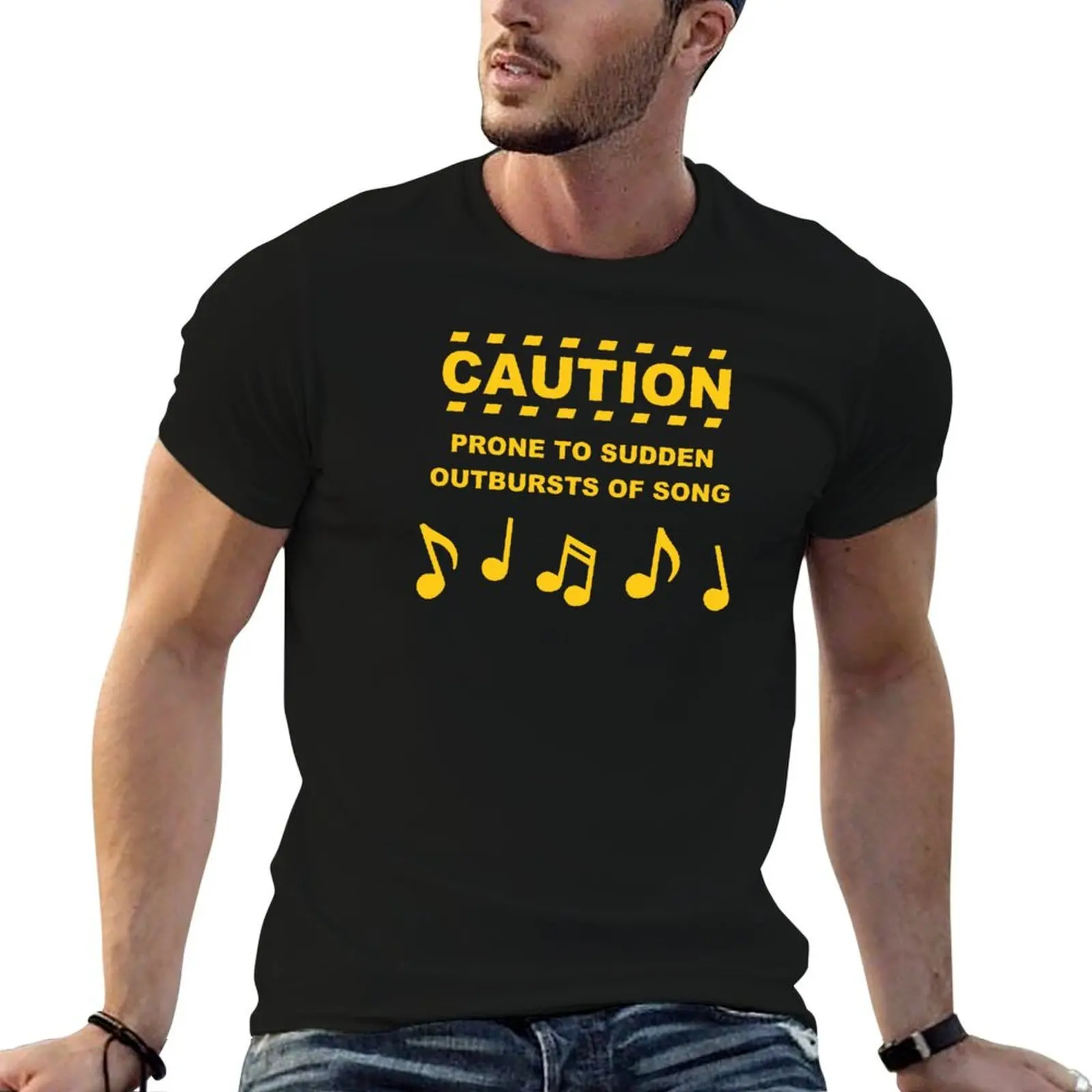 Caution Prone to Sudden Outbursts of Song T-Shirt funny meme t-shirts anime t shirts black t shirts for men