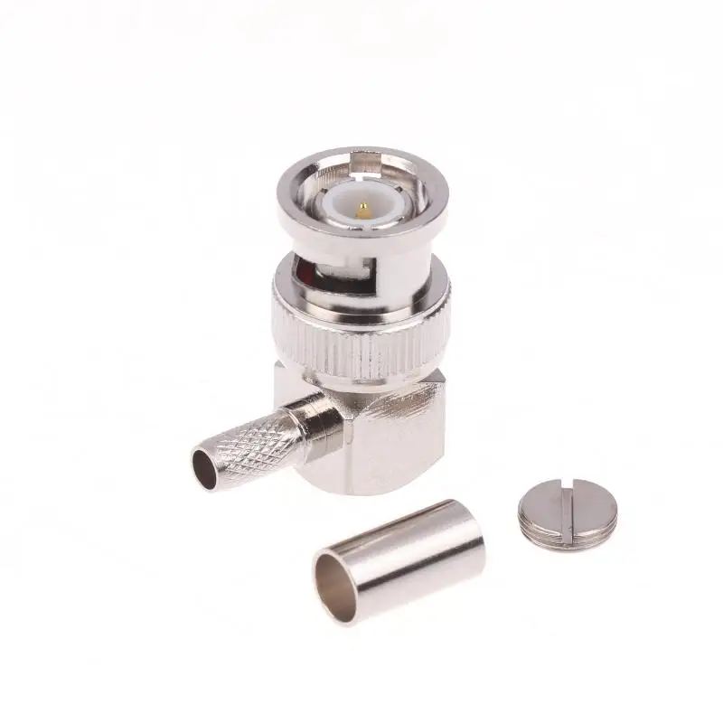90 Degree BNC Male Right Angle RF Connector Crimp 50ohm Adapter RG58 RG142 RG400 RG223 LMR195 Coaxial Cable Gift