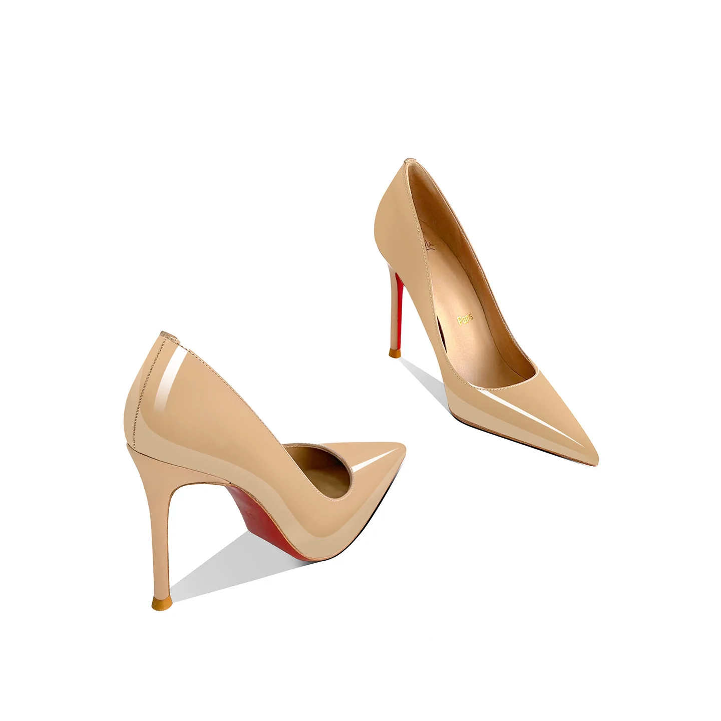 Women Patent Leather Red Soled High Heels with Fine Heels Pointed Toes Elegant Comfortable Women Shoe Outdoor Casual Fashionable view 3