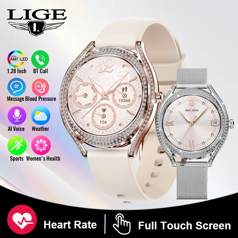 

LIGE Luxury Smart Watches For Women Gift Bluetooth Call Sport Fitness Tracker Heart Rate Blood Pressure Sleep Monitor Smartwatch