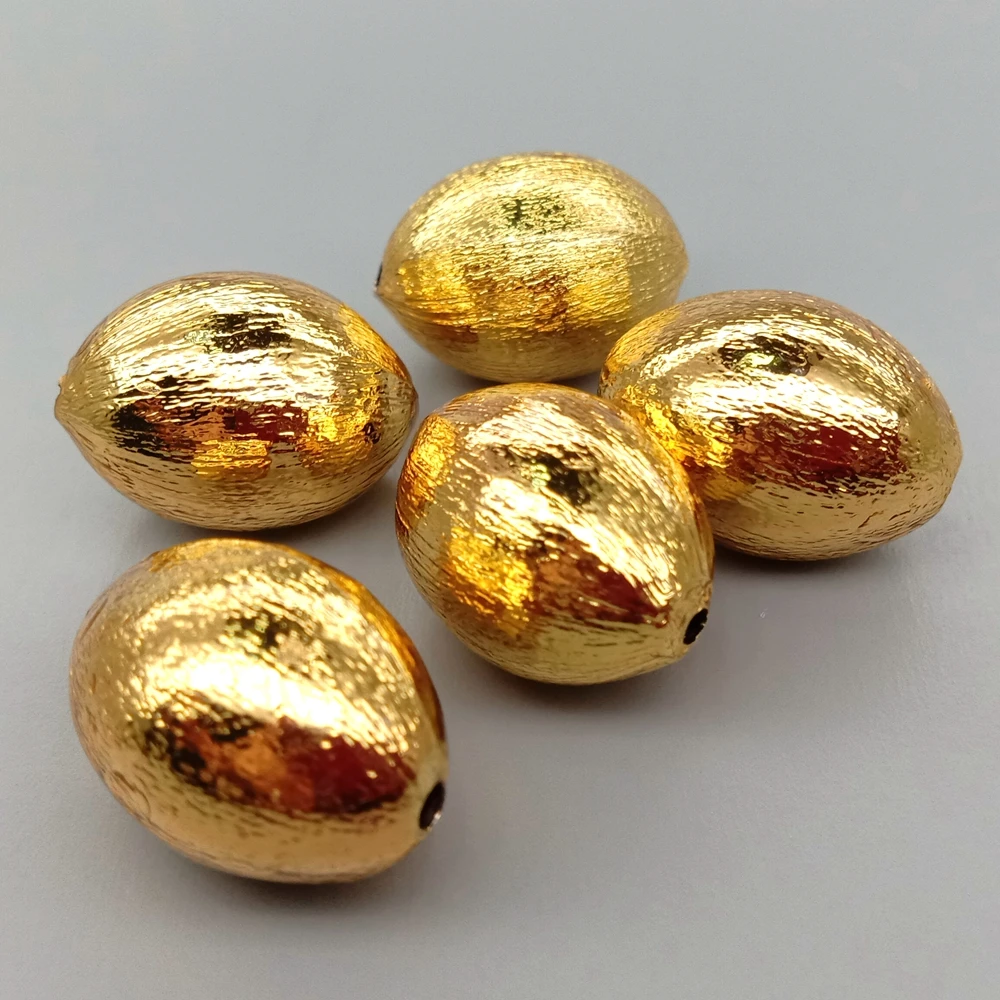 Wholesale 10 PCS Matte Finish Capsule Shape 14x20mm Beads Gold Plated DIY Beads Handmade Components Jewelry Supplies