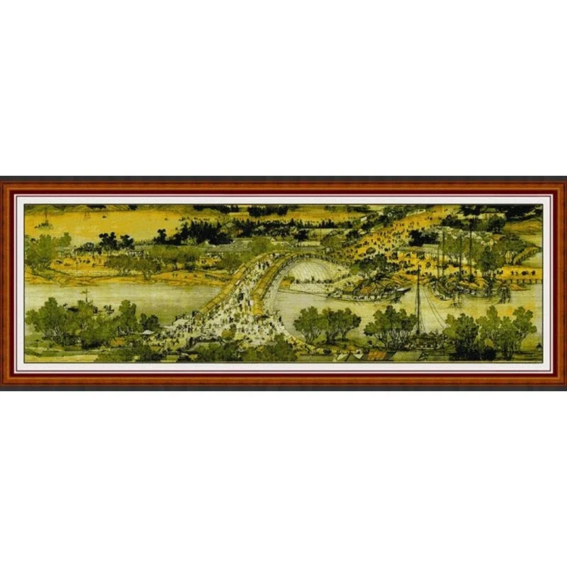 Qingming Shang He Tu Chinese Scene Large Size Needlework,DIY Living Room Cross stitch,Sets For Embroidery kit Full 310x110cm