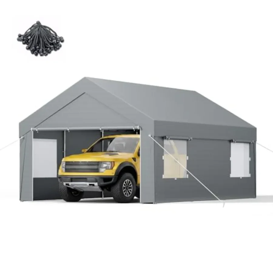 Heavy Duty Galvanized Steel Frame Portable Garage with 2 Roll-up Windows Doors Removable Sidewalls Car Port Canopy for Cars Boa