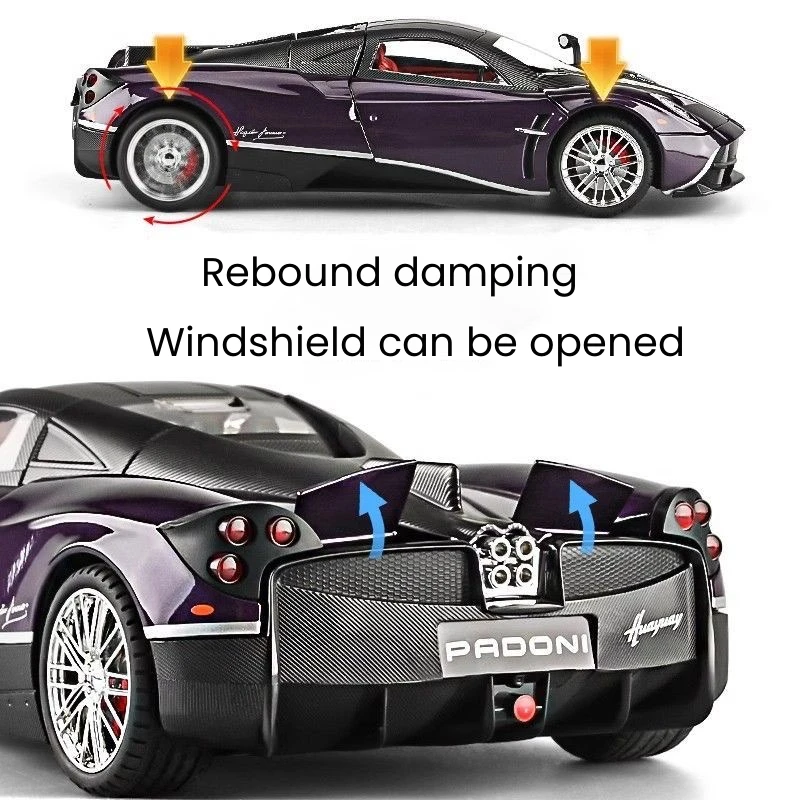 1:18 Pagani Huayra Sinosaurus Alloy Large Scale Model Super Car Diecast Metal Vehicle Sound＆Light  Collection Children Toy Gift