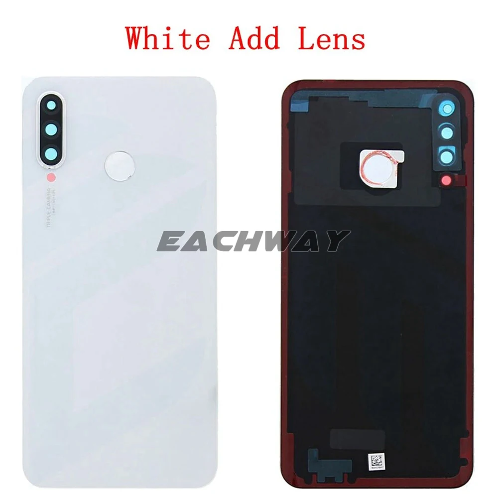 New Back Glass For Huawei P30 Lite Battery Cover Rear Door Housing Case +Camera Lens Huawei Nova 4e P30 Lite Battery Cover