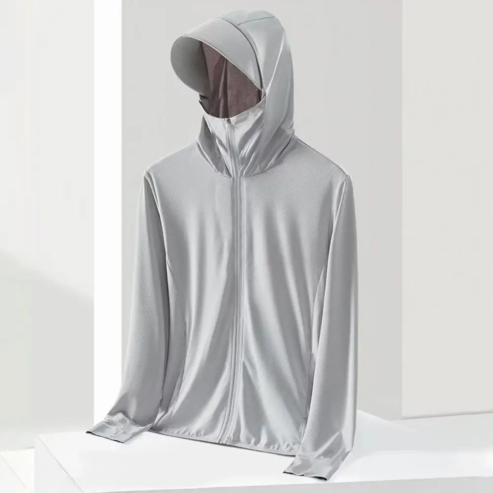 Vêtements de protection solaire respirants pour hommes et femmes, design à micro-trous, à capuche, bord arc-en-ciel, long pour ultime