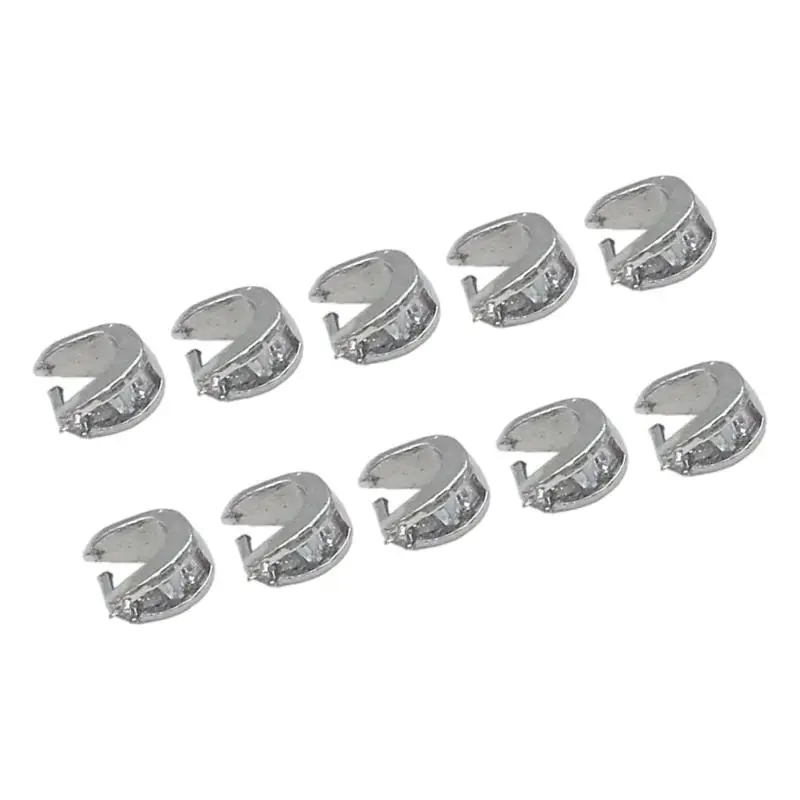 A52E Clear Inlay Jewelry Clasp Connector 10 Pack, 6.5 x 6 mm Curved Finding for Bracelet Necklace Earring DIY Assembly