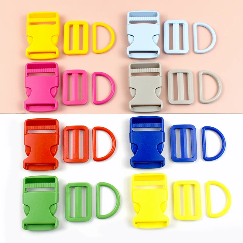 

2-10Sets D Ring Plastic Buckles 32/38mm Backpack Webbing Tape Release Buckle Clip Belt Ribbon Strap Adjust Tri-Glide Slider Hook
