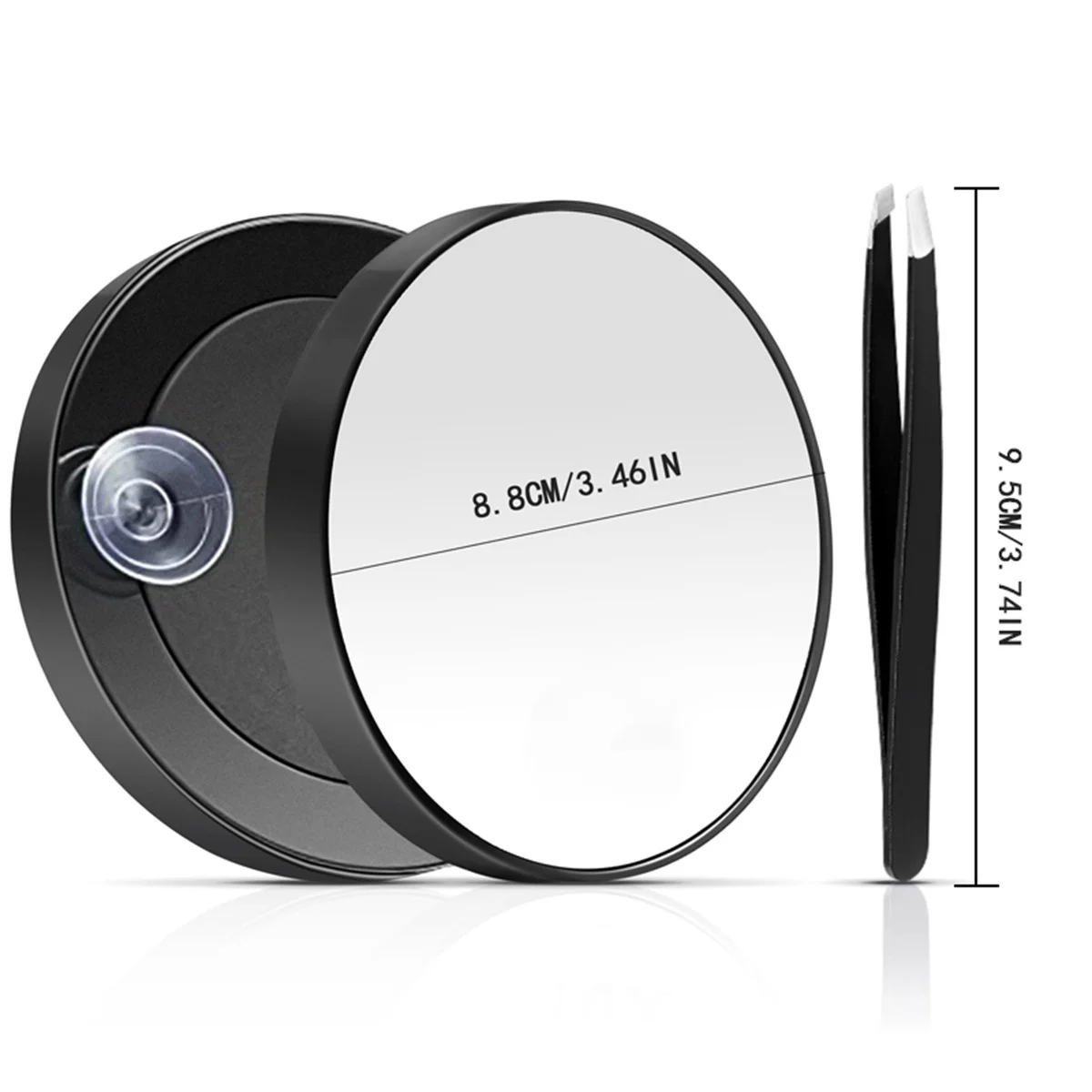 30X Compact Mirror Set Magnifying Mirror with Suction Cup and Tweezers, As a Travel Mganifying Mirror
