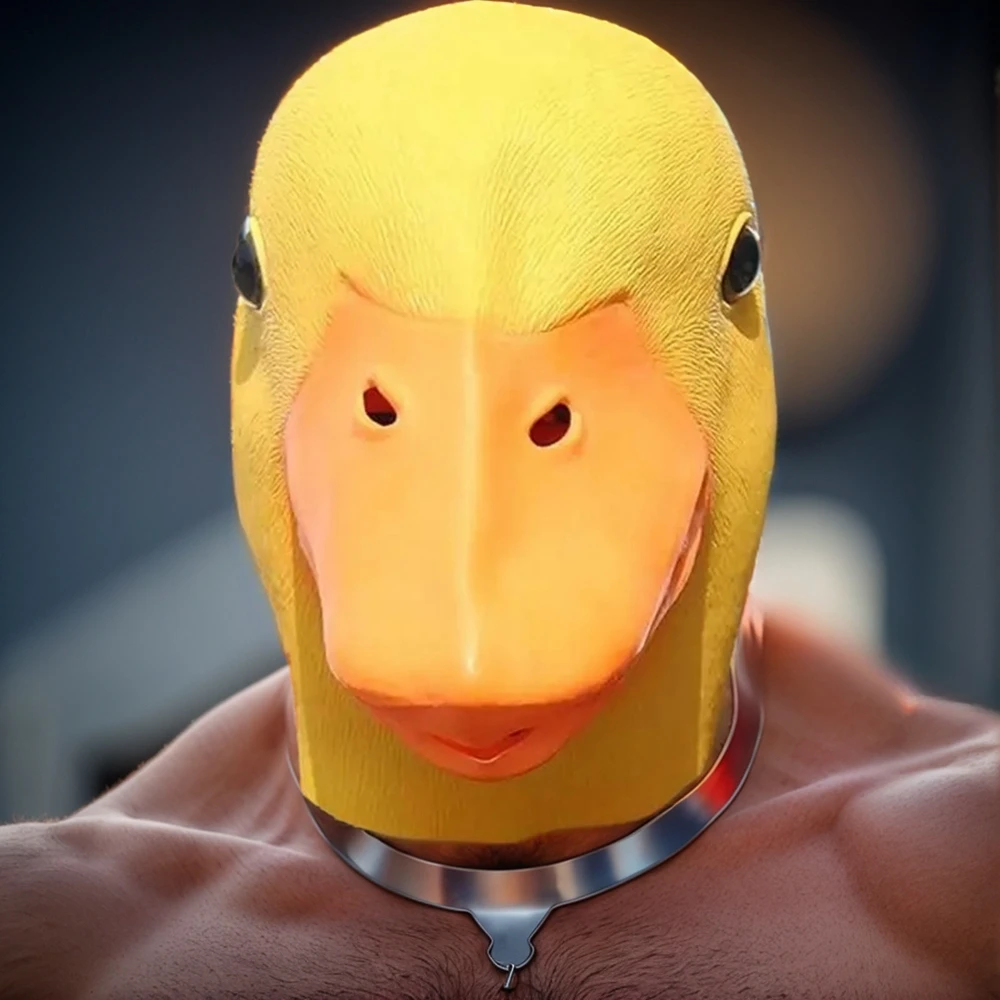 1PC Duck Head Mask for Adult Halloween Deluxe Latex Animal Mask Novelty Duck Bill Costume (Yellow)