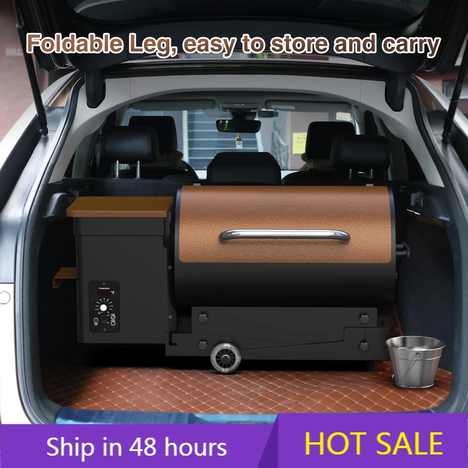 

POWER LEAP Portable Foldable Legs to Travel Electric Outdoor Portable Wood Pellet Grill With Automatic Temperature BBQ Grill