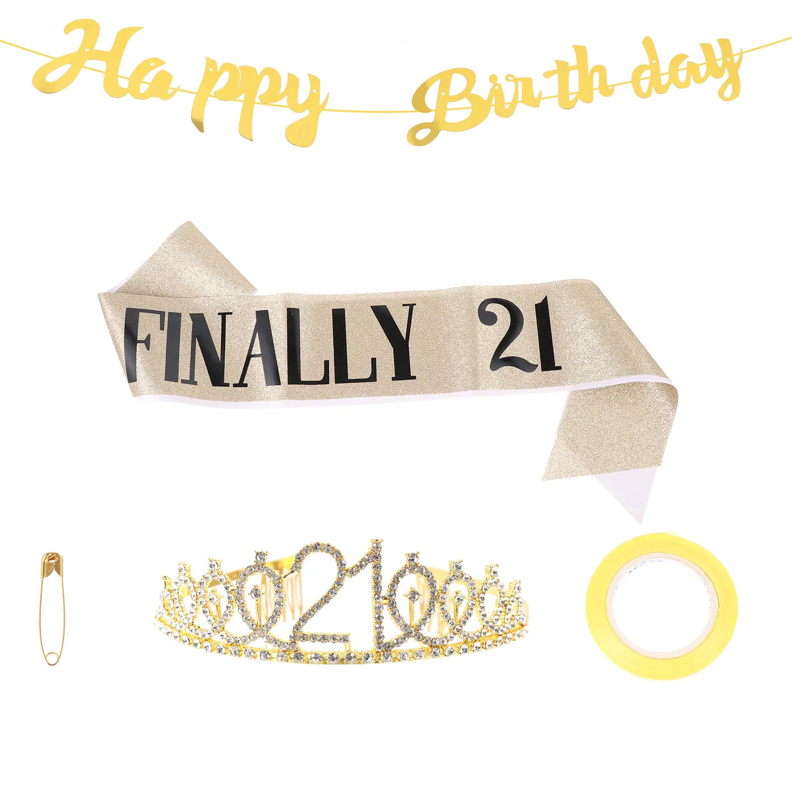 

Crown Sash Set Birthday Party Decoration Headdress Tiaras Hair Hoops Premium Material Practical Rhinestone Elegant