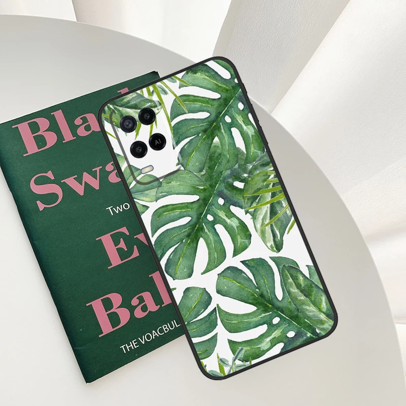 Monstera Flower Tropical Leaves Case For Oppo A16 A76 A96 A58 A78 A98 A5 A9 A91 A52 A72 A74 A94 A54 S A57 A77 A15 A17 Cover