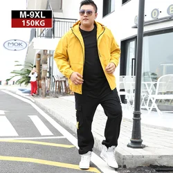 Tracksuit Men Jacket Hoodies Male Sports Cargo Pants 6XL Oversized 2 Piece Set Plus Size 7XL 8XL 9XL Loose Trousers Clothes