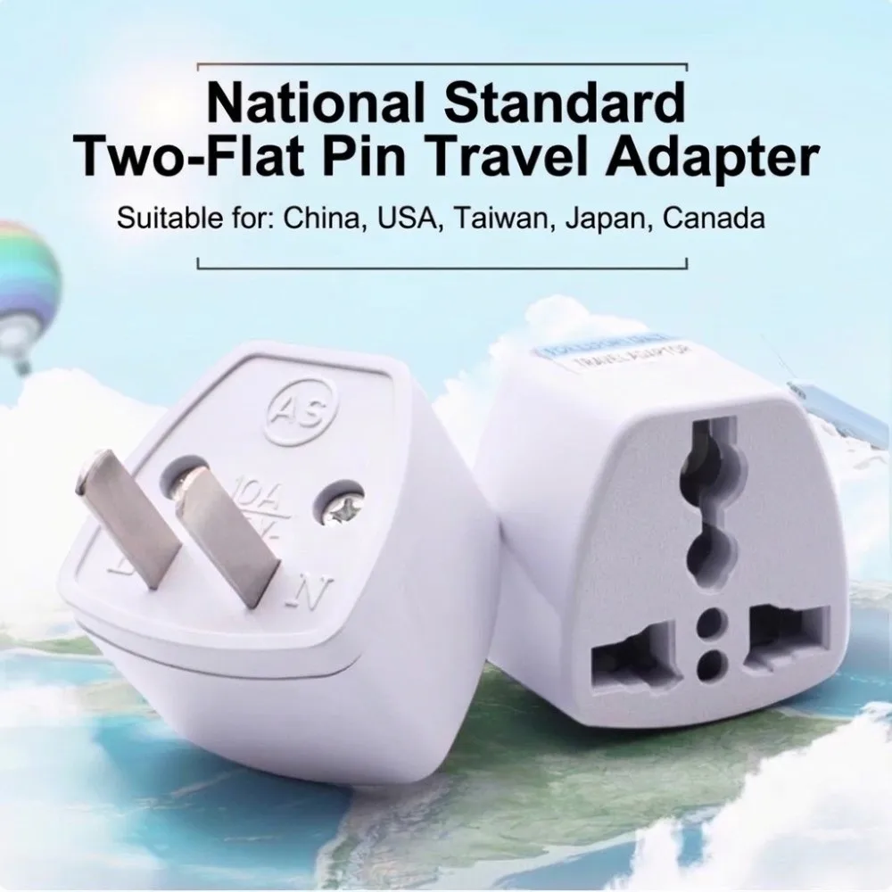 Portable 2 Pin US Plug Converter Adapter White 220V Power Converter Power Plug for Phones Household Appliances