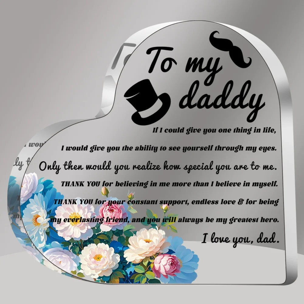 for acrylic Keepsake for Dad with Heart Outline Curved Base and Thoughtful Typography Layout Honoring Father Figure Role