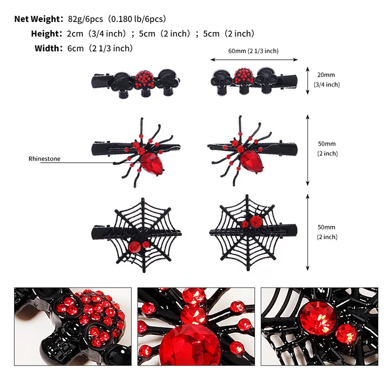 Halloween Spinne Haars pangen für Frauen Mädchen Pony Haarnadeln Strass Haars pangen Halloween Mode Prinzessinnen Haarschmuck – Detail 2