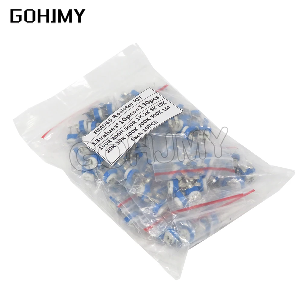 

130PCS RM-065 Trimming Potentiometer 100ohm-1Mohm RM065 Variable Resistors Component Diy Kit