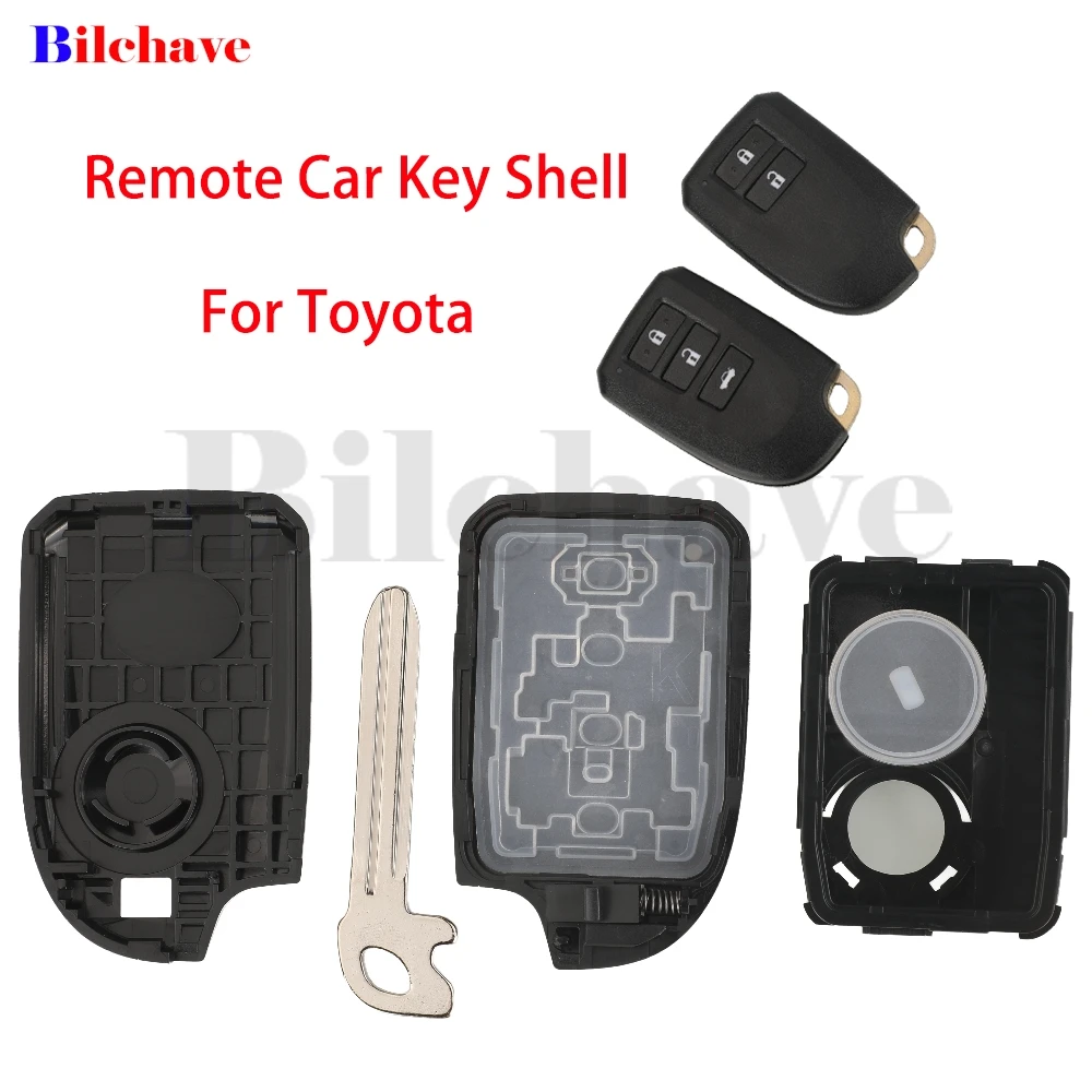 

jingyuqin 2/3 Buttons Smart Remote Car Key Shell Case Fob For Toyota Prote Yaris Hiace Spade Sinnea Vios Replacement