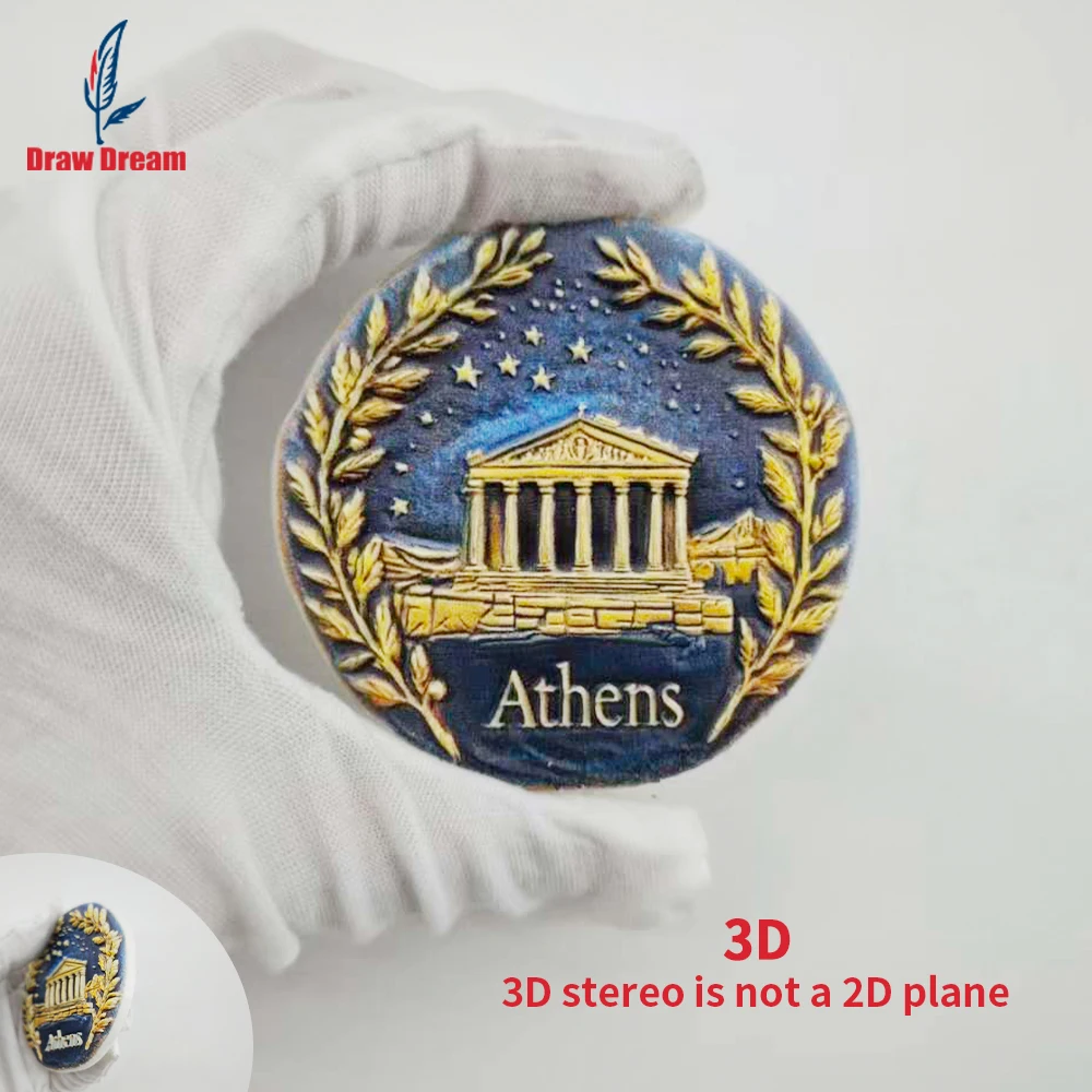 1 Stück Athen Kreativer 3D-geprägter Kühlschrankmagnet, Weltreise-Souvenir-Kollektion, geeignet für Heim- und Bürodekoration, personalisierter exklusiver Reise-Souvenir-Magnet, Heimdekoration, Küche,