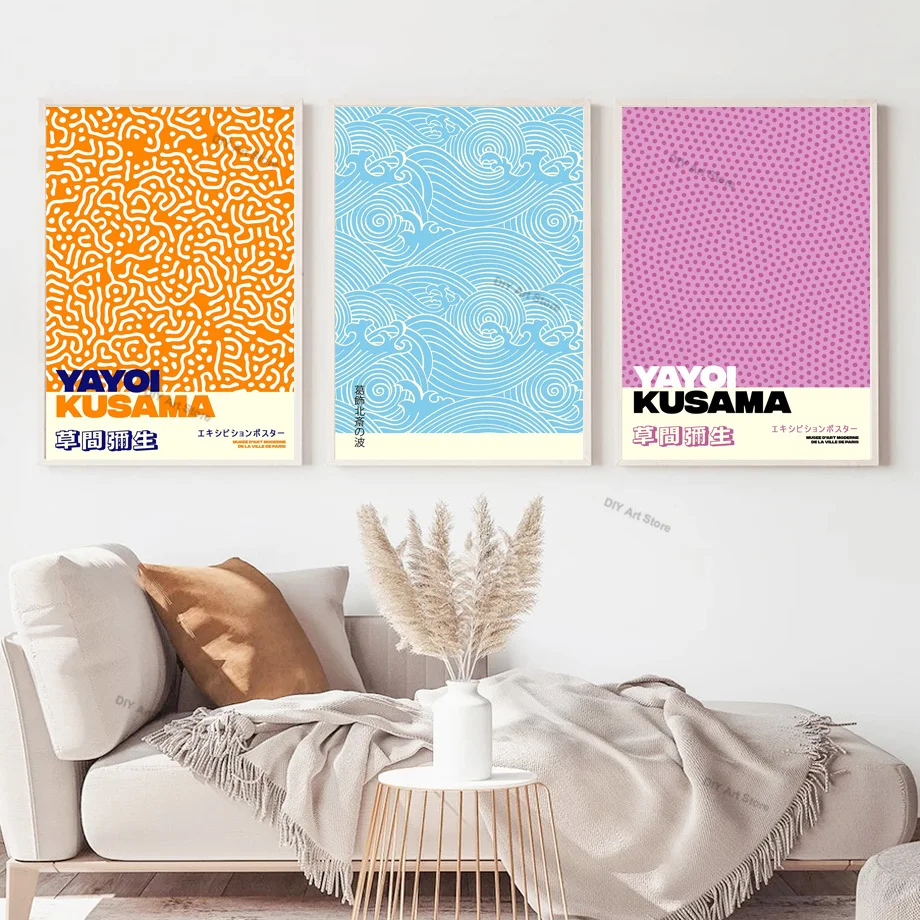 Yayoi Kusama Art Exhibition Pumpkin Chicken Abstract Wall Art Poster Prints Canvas Painting Pictures for Living Room Home Decor