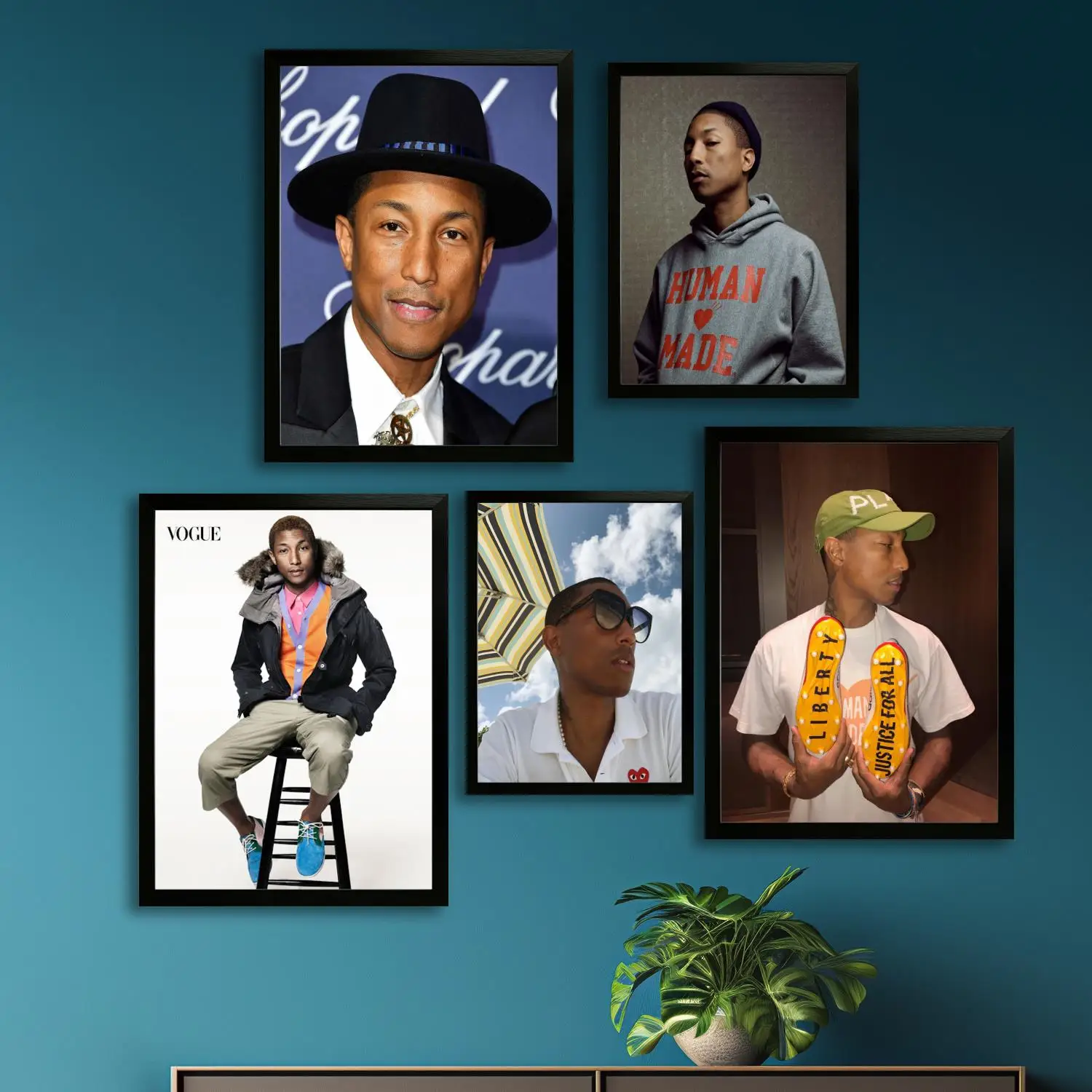 Плакат на холсте Pharrell Williams и настенное искусство, печать с изображением, современный семейный декор для спальни, декоративная живопись