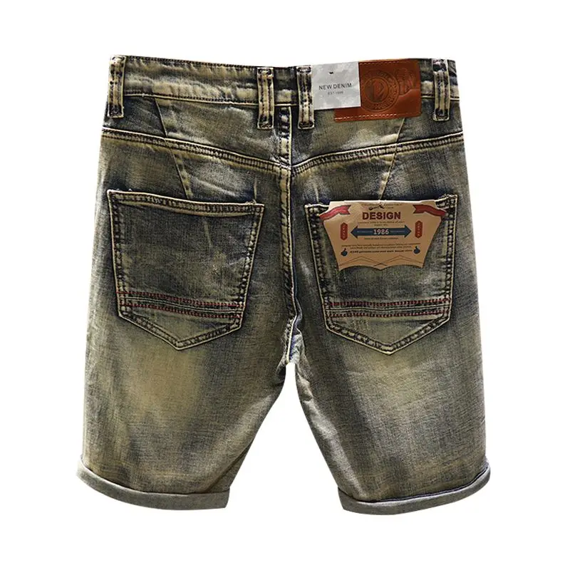 Luxury Cowboy Men\'s Summer Jeans Shorts Retro Distressed Denim Knee Length Casual Fashion Short Pants Designer Jeans for Men