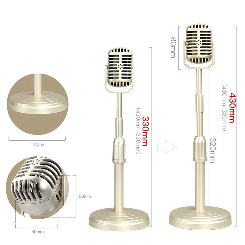 Simulation Klassische Retro Dynamische Gesangs Mikrofon Vintage Stil Mikrofon Universal Ständer Für Live Performanc Karaoke Studio Rekord