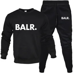 Men's Sets 2-Piece Hip Hop Anime Cartoon BALR Printed Plus Fleece Fashion Autumn Men O-Neck Sweatshirts Sweatpants Casual Suit