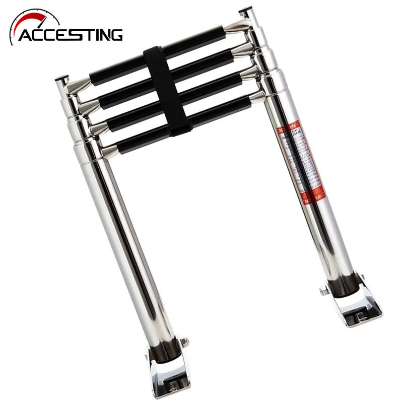 New 4 Step Stainless Steel Polished Steel Telescoping Ladder Swim Step For Marine Boat Yacht Swimming Pool