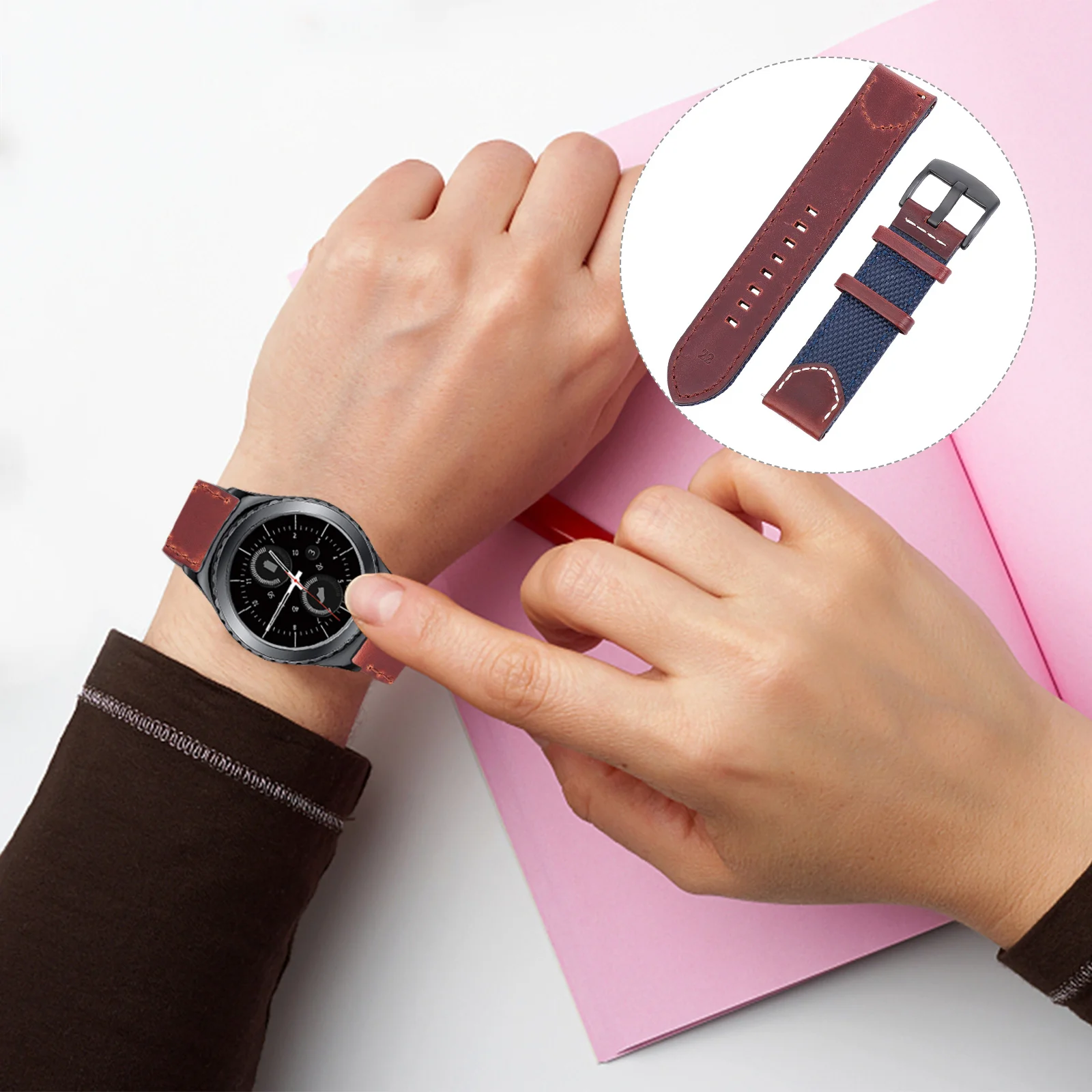 22mm Vintage Nylon Watch Strap Soft Durable Comfortable Smart Watch Band Replacement Wristband for Sports Wear
