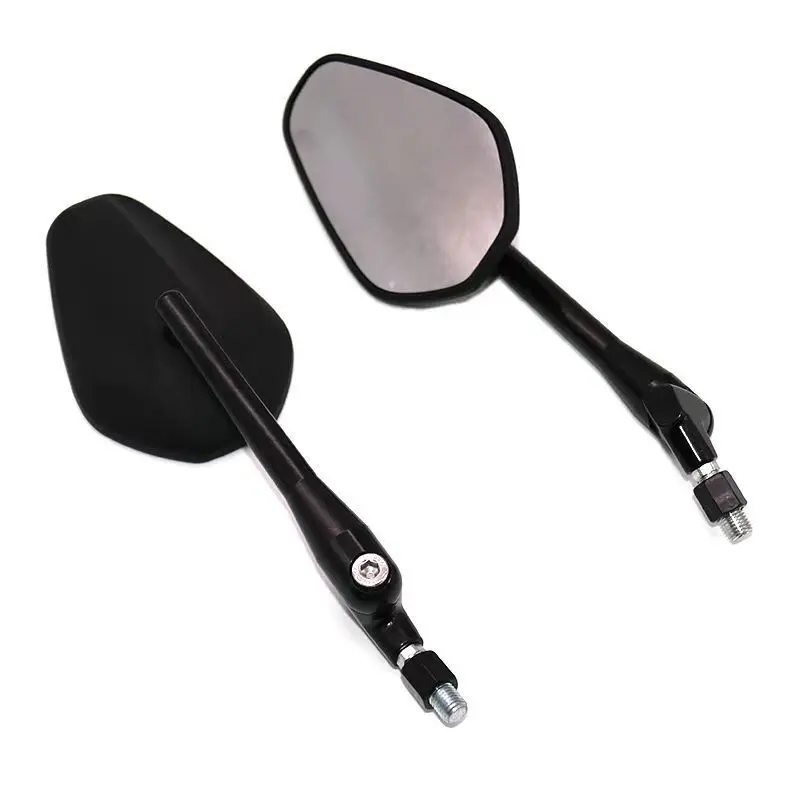 Motorcycle Black Universal 8MM 10MM Side Mirror Rearview Mirror Anti-fall Folding Oval Mirror