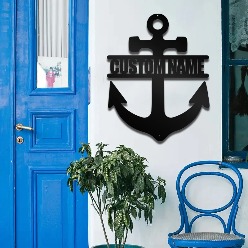 

1pc Ship anchor funny Custom Name Iron Wall Signs Metal Wall Plaque for Kitchen and Dining Room