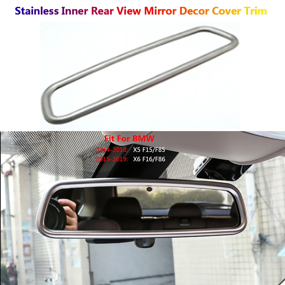 

Stainless Steel Car Interior Inner Rear View Mirror Decoration Cover Trims For BMW X5 F15 X6 F16 Stickers Mouldings Auto Para