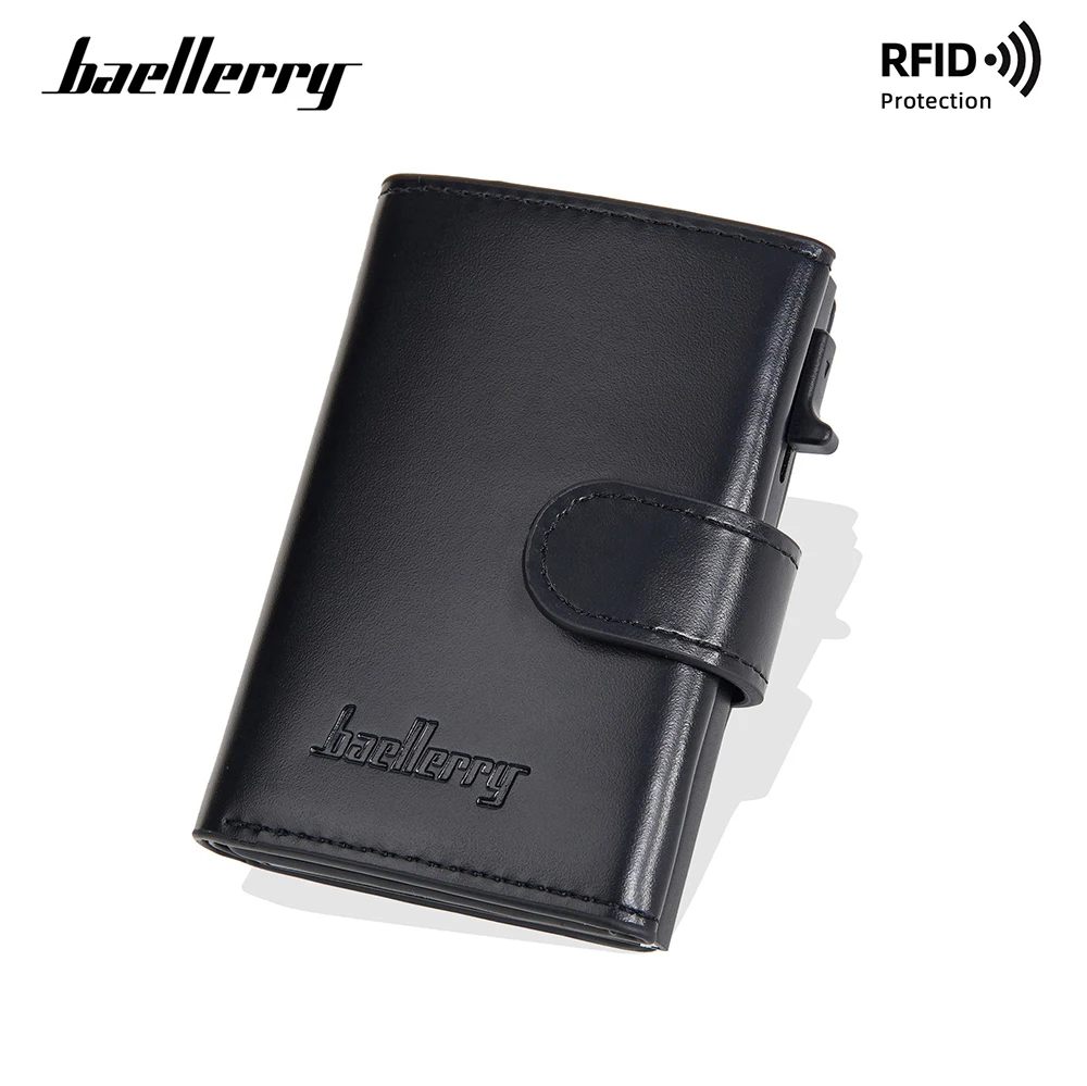 Baellerry Aluminum Card Holder for Men with Auto Pop-Up Slide Button, RFID Blocking Metal Wallet Anti-Scratch