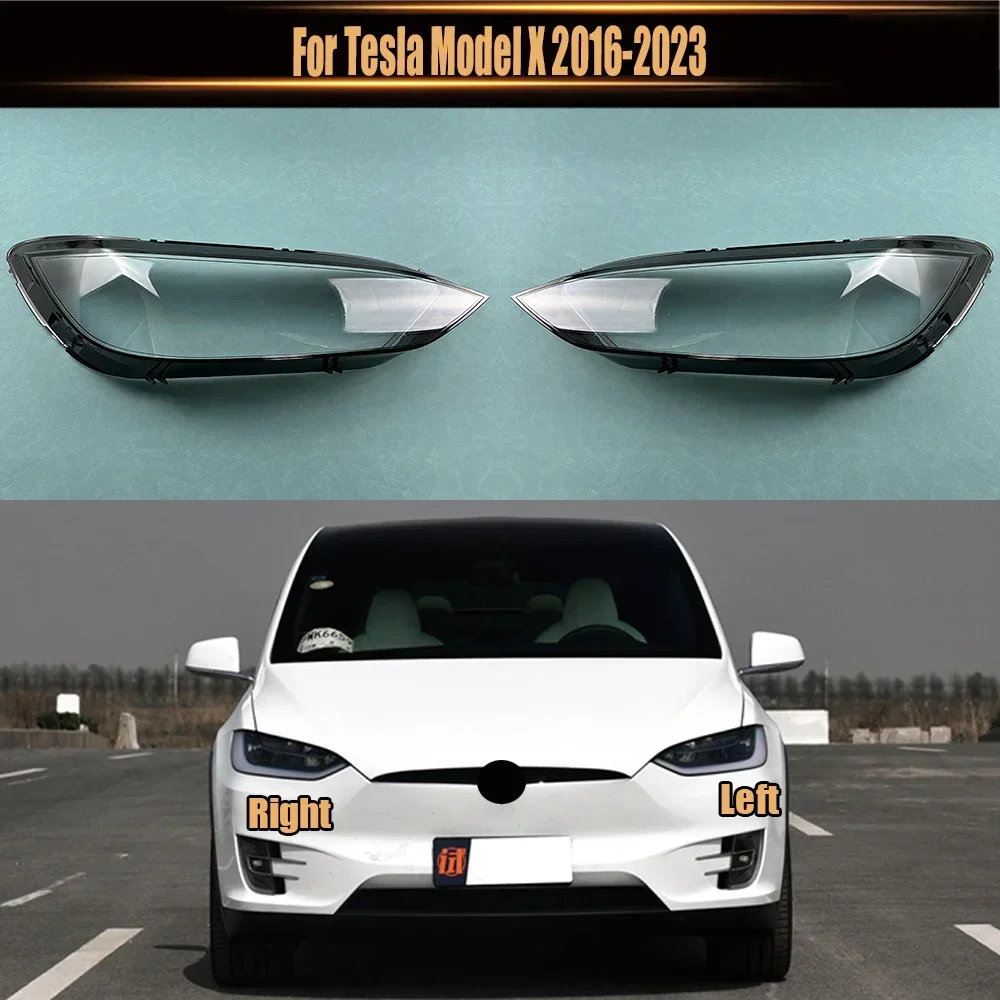 For Tesla Model X 2016-2023 Headlamp Cover Transparent Shade Lamp Headlight Shell Lens Plexiglass Replace Original Lampshade