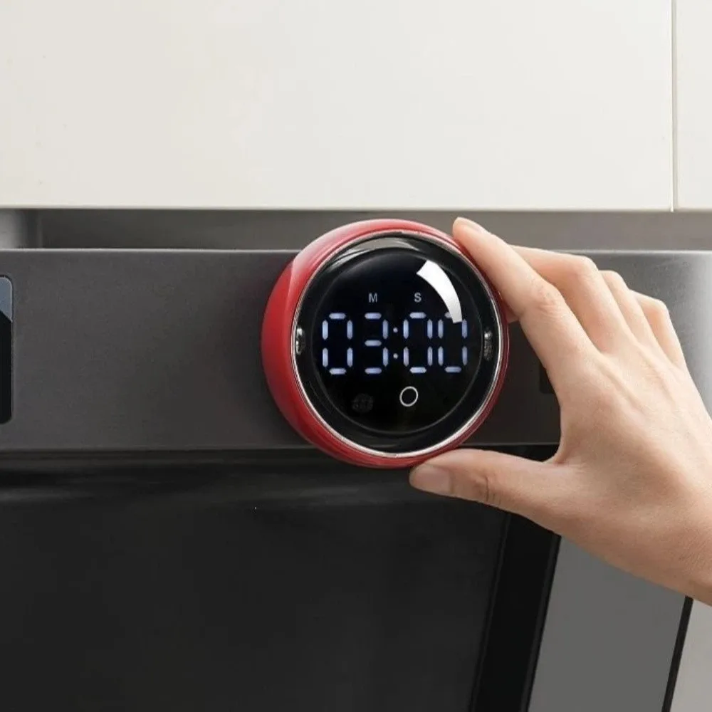 Voice Controlled Magnetic Kitchen Timer LED Display Round Intelligent Voice Timer Cooking Timer Standing Manual Countdown Timer