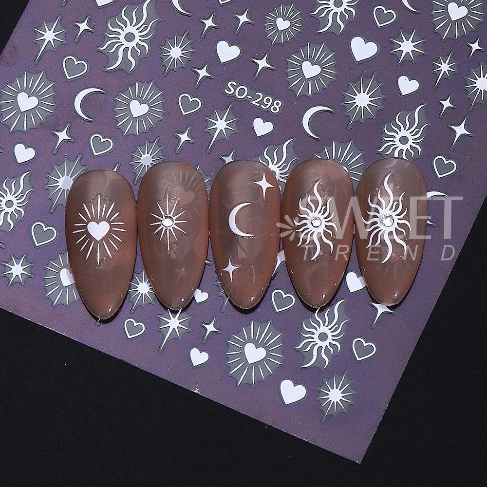 3/6 pçs y2k estrela adesivos de unhas ouro tira amor coração sol lua luz das estrelas forma decalques slider manicure decoração suprimentos para unhas