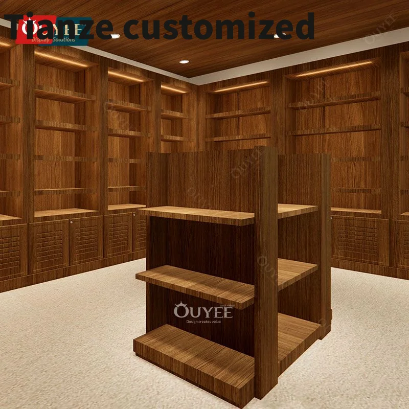 Customized-retail cabinet display furniture glass display racks wooden smoke shop showcase table wooden display cas